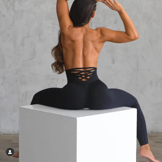Sonni - Seamless Scrunch Butt Cross Back Waist Push Up Leggings - with matching crop sold separately