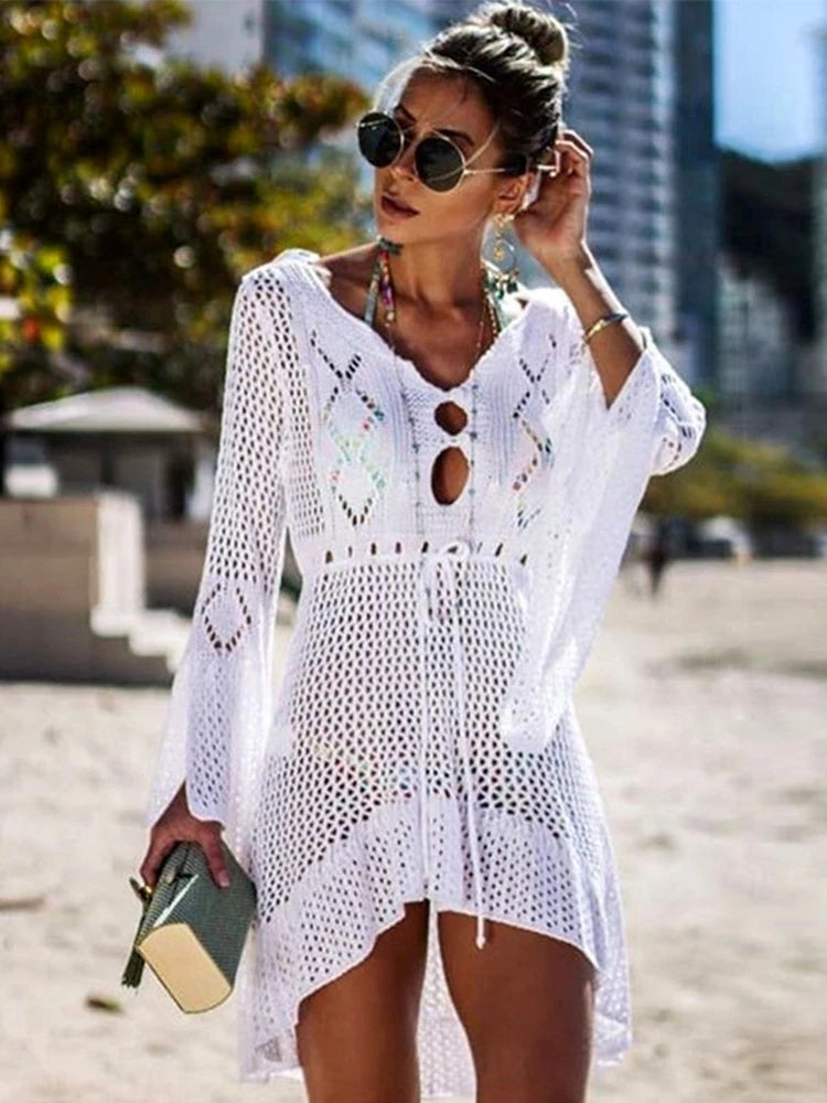 Beach Tunic White Knitted Dress