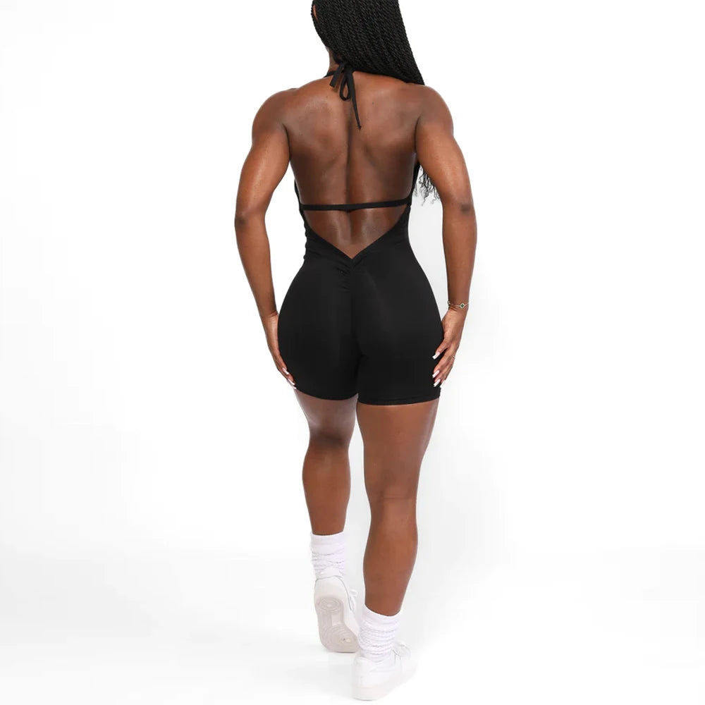 Vigor Romper Scrunch Butt Jumpsuit Yoga Deep V-neck Clothing