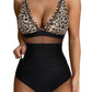 Tamara - High Cut One Piece Swimsuit V Neck Mesh Tummy Control/High Waisted - assorted colours