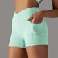 Teresa - Pocket High V Waist Scrunch Butt Shorts - with matching crop - assorted colours